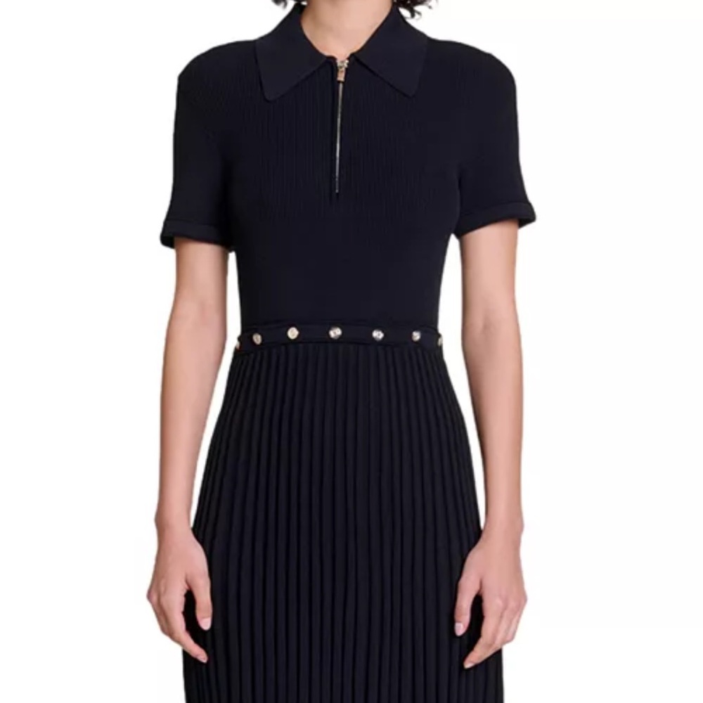 Maje Studded Short Knit Dress